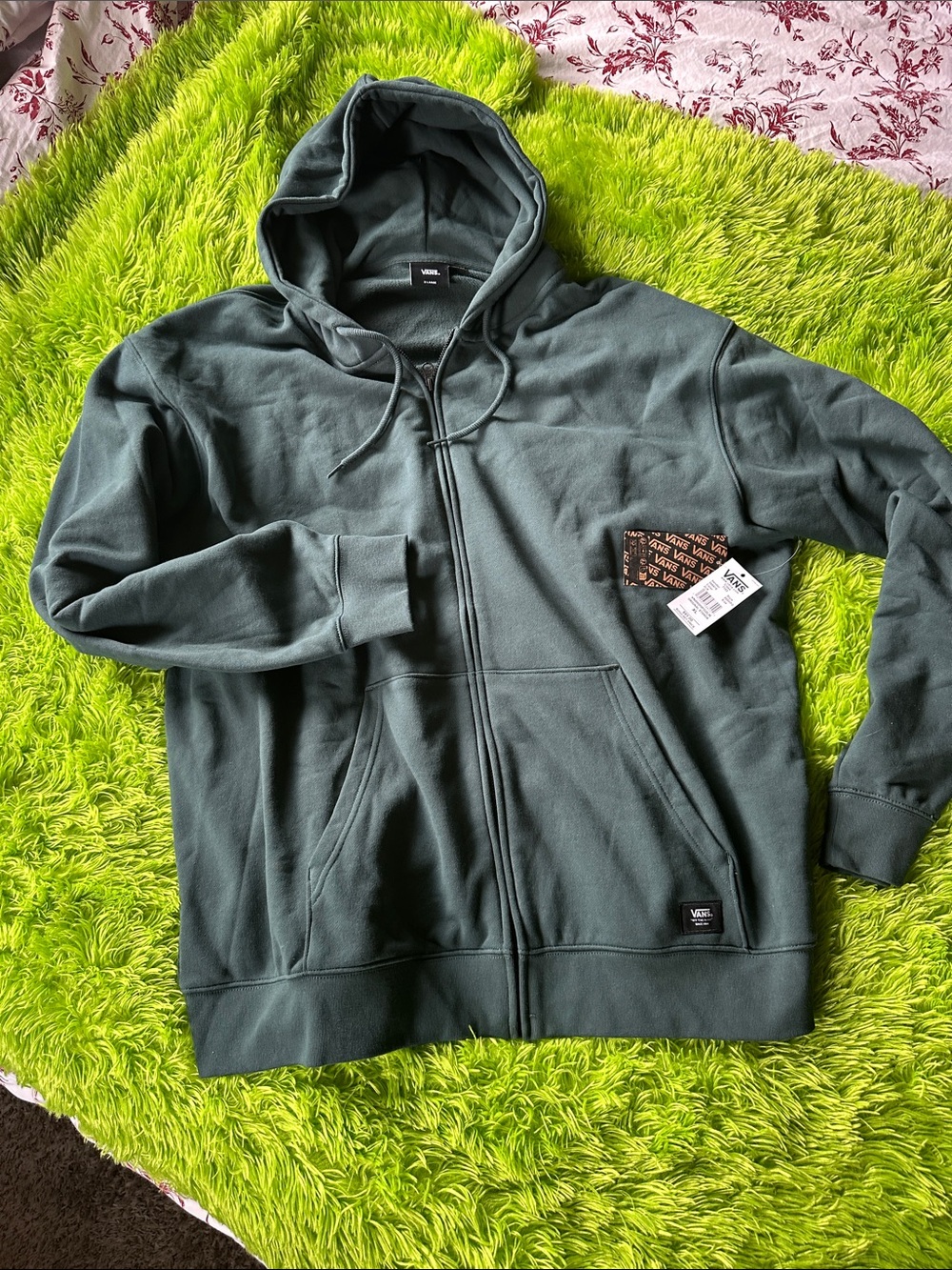 Vans Men's Dark Green Full-Zip Hoodie Jacket XL New